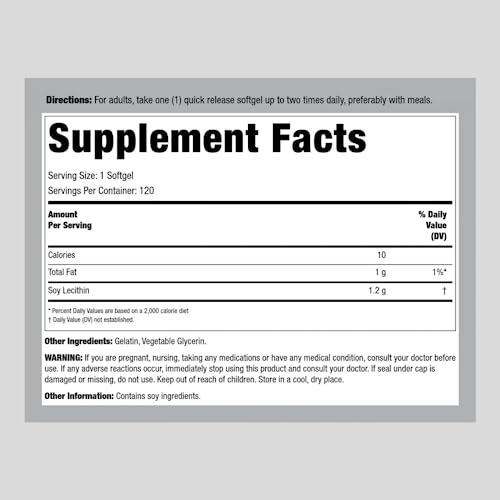 Lindberg 21030 Lecithin 1200Mg | 120 Softgel Capsules | Phospholipid Complex | Non-Gmo, Gluten Free Supplement thumb #1