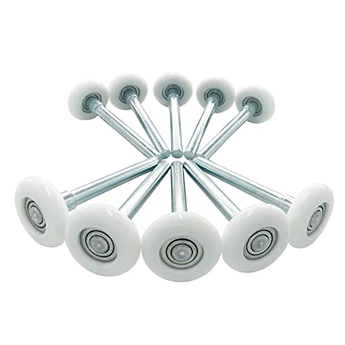 ZhenT 10Pack Quiet Garage Door Roller,Reinforced Dual Cage,White 2” 13 Ball Bearing 4” Stem,Reuse More Than 100,000 Cycles
