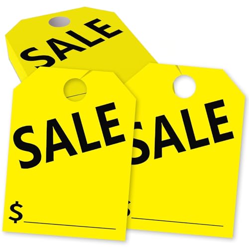 120 Pack Sale Tags, Yellow Double-Sided Hanging Car Mirror Tags, 8.3 x 11.2 Inches for Sale Sign Car, with Hook Design for Auto Dealership Supplies & Vehicle Lots (Yellow)
