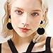 Handmade Long Round Alloy Dangle Drop Earrings - Statement 60s 70s 80s Vintage Gold Disk Round Disc Earrings - Boho Lightweight Summer Beach Jewelry Earring for Women (Black Gold)