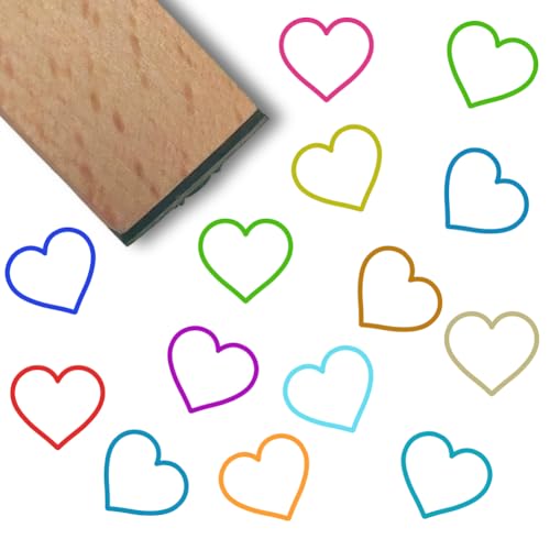 PRESSINART Mini Heart Stamps 0.6 Inch Planner Rubber Stamp Heart Pattern Valentines Unique Square Small Reusable Wood Seal for Scrapbooking Journaling Card Making Envelope Photos Travel DIY Crafts
