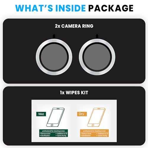 Image of ArmourPro Camera Rings Tempered Glass for Nothing Phone 2, Tough HD Individual Aluminum Alloy Rings 9H Camera Cover, Scratch-Resistant,Camera Lens Protection| Silver, 1 Pack