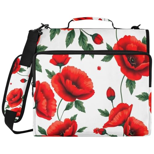 Red Poppies �o�C���_�[�o�b�O�I�[�K�i�C�U�[ �W�b�p�[�o�C���_�[�P�[�X �m�[�g�p�\�R���X���[�u�t�� 3�����O�t�@�C���z���_�[ �w�Z��Ɨp