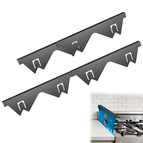 2 Pack Retractable Stove Gap Covers Stainless Steel, Cooker Gap Filler, Kitchen Stove Counter Gap Cover, Stove Gap Covers, Oven Gap Filler Strip Retractable Length 13.8"/350mm to 27.5"/700mm, Black