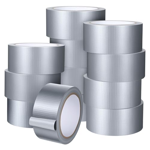 Kifmurase 12PCS Duct Tape Bulk 2 Inch x 22 Yards(Total 264yd) Grey Heavy Duty Waterproof Ducktape for Home Indoor Outdoor, Multi-Use Industrial Duct Tape for No Residue Sealing & Patching Repair