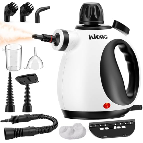 KLONA Handdampfreiniger, Dampfreiniger für Zuhause, Mehrzweck-Dampfreiniger mit 10 Zubehörteilen für Teppiche, Vorhänge, Sofas, Küche, Badezimmer und mehr.