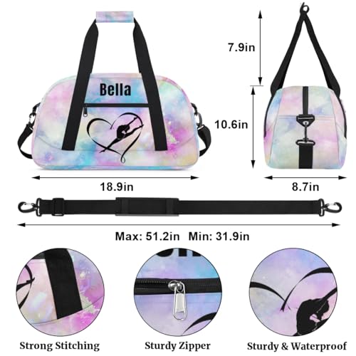 Personalized Dance Bag Gym Bag for Girl,Custom Sport Duffel Bag Weekender Bags Travel Duffel Bag Gymnastics (Multicolor 7), Option 142