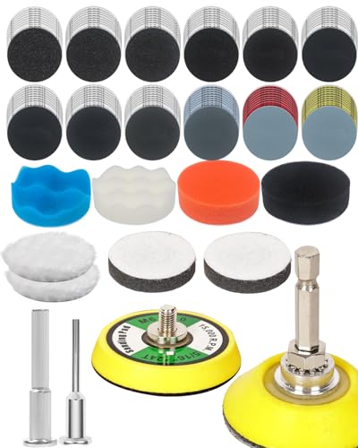 2 Inch Sanding Discs Drill Polishing Kit, 193PCS Car Headlight Restoration Kit, Hook & Loop Wet Dry Buffing Pads for Rotary Tools, Dremel Sanding Bits Attachment for Aluminum Resin Metal Glass