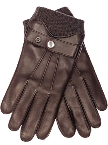 EEM gants HARRISON pour hommes en cuir mouton souple, utilisation des écrans tactiles, manchette tricotée, doublure en polaire, noir M