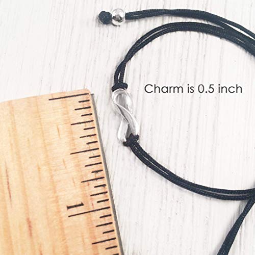 Orange Awareness Friendship Support Bracelet, Small Sterling Silver Ribbon Shaped Charm. Awareness For Leukemia, Kidney Cancer, Adhd, Multiple Sclerosis Ms. Adjustable Pull Thread Cord #TOP3