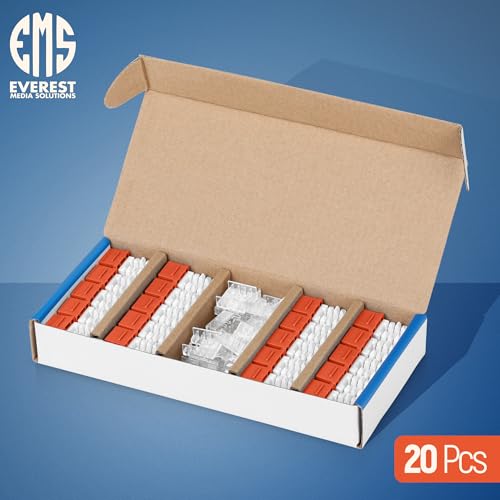 Image of Everest 90 Degree RJ45 Cat6 Keystone Jacks Slim Profile 20-Pack Orange | Compatible with 90 Angled Speed Termination Tool - easyJACK (B094WB91H3)