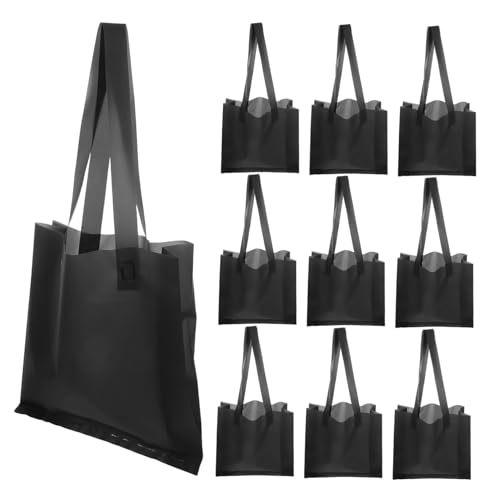 Cabilock 50pcs Heavy Duty Tote Bags Black Shoulder Style Aesthetic Practical for Clothing Store Shopping