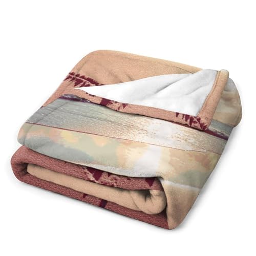 Couverture flanelle Love Beach 127x177 cm légère pour canapé