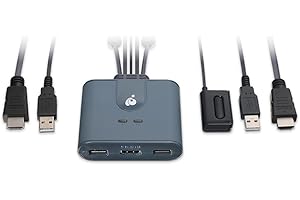 IOGEAR 2-Port Full HD KVM Switch with Cables - Control Two Computers