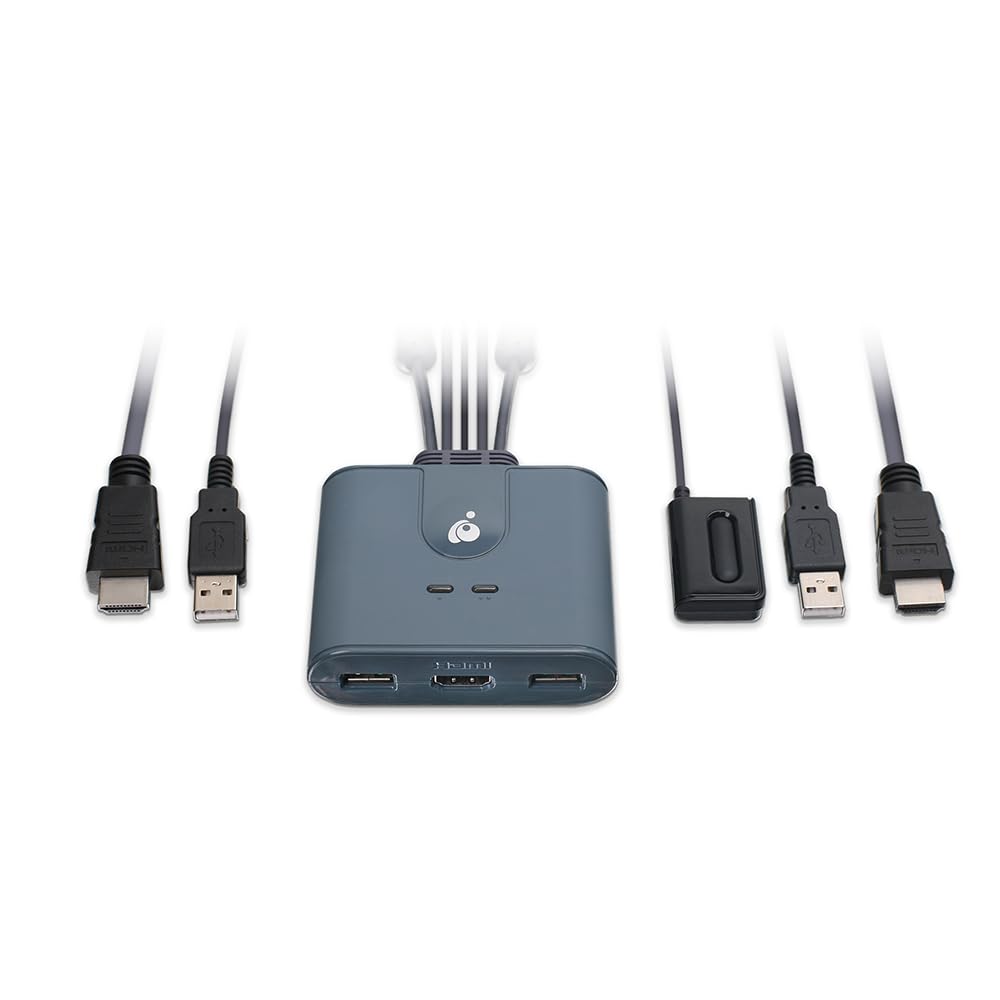 IOGEAR 2-Port HDMI KVM Switch with Cables – USB & HDMI Connections – Control 2 Computers with One Monitor, Keyboard & Mouse – Plug & Play – 1080p/1920x1200 – Windows, Mac, Linux — GCS32HU