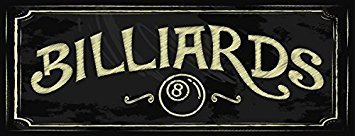 Billiards Metal Sign, Eight Ball, Pool, Cue, Game Room, Mancave, Den, WallDecor