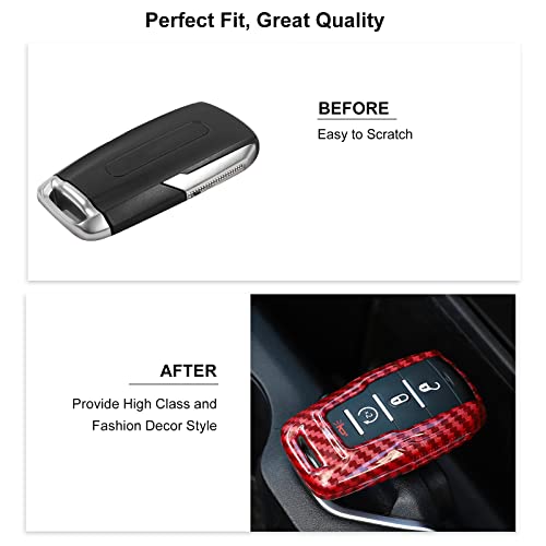 Image of Key Fob Case Cover Key Bag Holder Protection Shell Accessories for Dodge RAM 2018-2026,Red Carbon Fiber