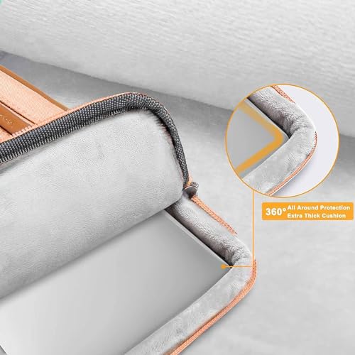 Image of MOSISO 360 Protective Laptop Case 13.3 inch, 13-13.3 inch Laptop Sleeve Compatible with MacBook Air /Pro 13 / Pro 14,HP Dell Acer ASUS,Side Open Carrying Case with 4 Zipper Pockets&Handle, Peach Fuzz