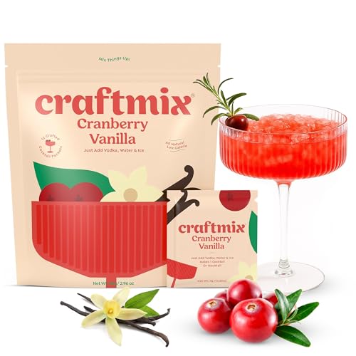 Craftmix Cranberry Vanilla Cocktail & Mocktail Drink Mixer, Skinny Mixes