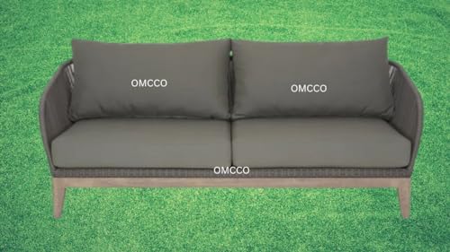 Image of 4 Seater Sofa Outdoor Conversation Patio Garden Rope Furniture Set with Cushion and Center Table. Garden /Balcony /Poolside /Indoor /Outdoor Set(Grey Color)