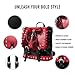 Studded Gothic Lace Bow Backpacks with Cross Charm,Rivet Mini Backpack for Women (Red and Black)