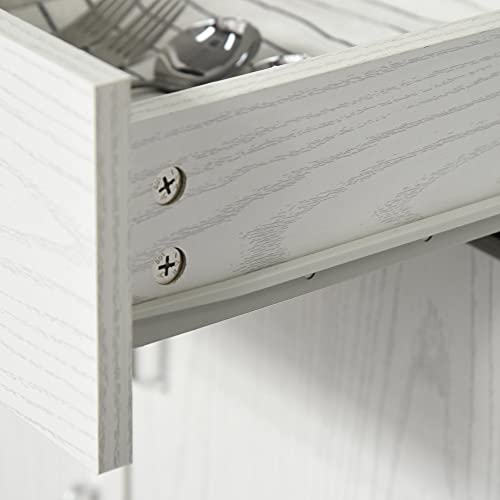 HOMCOM-Alacena-de-Cocina-Mueble-Auxiliar-Buffet-para-Microondas-con-3-Armarios-de-Puertas-Balda-Ajustable-Cajon-y-Estante-Abierto-71x41x178-cm-Blanco