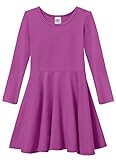 City Threads Big Girls' Super Soft Cotton Long Sleeve Twirly Skater Party Dress All Soft Cotton SPD Sensory Clothing Sensitive Skin School Parties School,Plum, 12