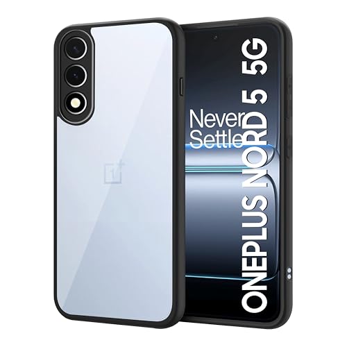 Image of CEDO Backcover for OnePlus Nord 5 (5G) | Camera Protection Bump Shockproof Edge | Ultra Hybrid Transparent Acrylic Clear TPU+PC Hard Backcase Cover (Black)