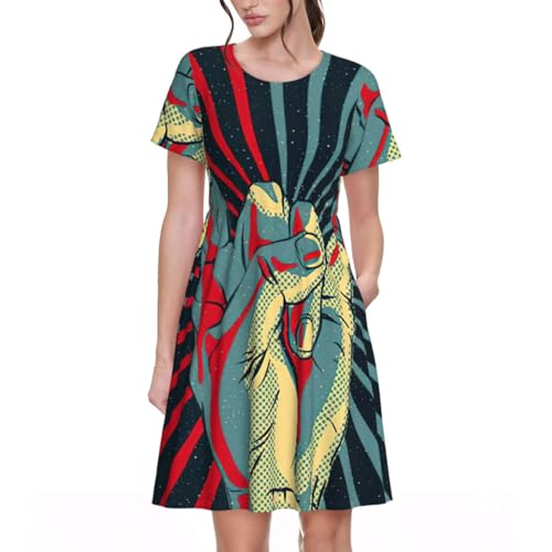 Robe d'été mi-longue Rock and Roll à fleurs pour soirées en terrasse et festivals