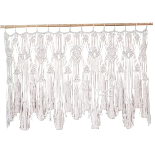 Cortinas de macramé cortas de cuerda de algodón natural 2