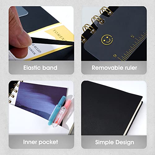 Yoment Spiral Notebook College Ruled A5 Spiral Bound Journal 160 Pages Thick Paper Plastic Hardcover Spiral Notebook 5X7 Wire Bound Notebooks For Note Taking School Office Supplies,Black #TOP4