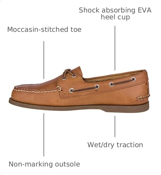 Sperry Men's Authentic Original 2-Eye Leather Boat Shoe, Sahara, 12