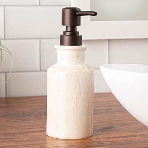 Image of Creative Scents Rustic Luxe Bathroom Soap Dispenser - Beige Hand Soap Dispenser for Bathroom with Strong Easy Dispensing Pump - Rustic Farmhouse Decor - Resin Lotion Dispenser with Pump Holds 8.8 Oz.