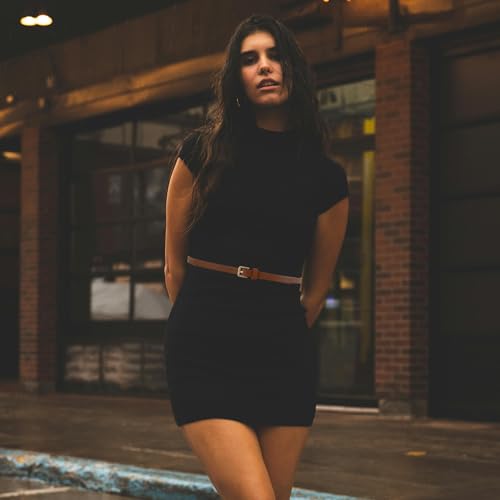 Hotwill 4 Pack Women Skinny Belts For Jeans Dress Thin Waist Belt For Ladies With Gold Buckle 0.55 Inch Width thumb #2