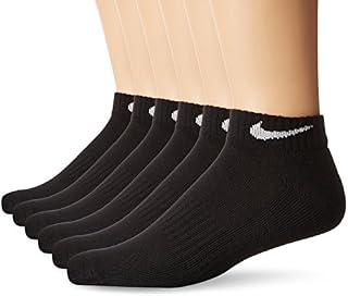 NIKE Unisex Performance Cushion Low Rise Socks with Bag (6 Pairs), Black/White, Large