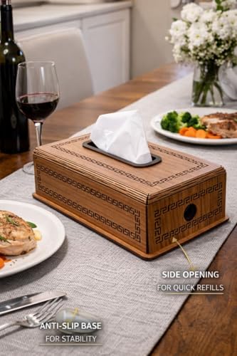 Image of Radio Wooden Tissue Box - Retro Tissue Holder for Home, Office & Car | Creative Wooden Napkin Dispenser | Decorative Tissue Case for Living Room & Bedroom (Brown Car Tissue Holder)