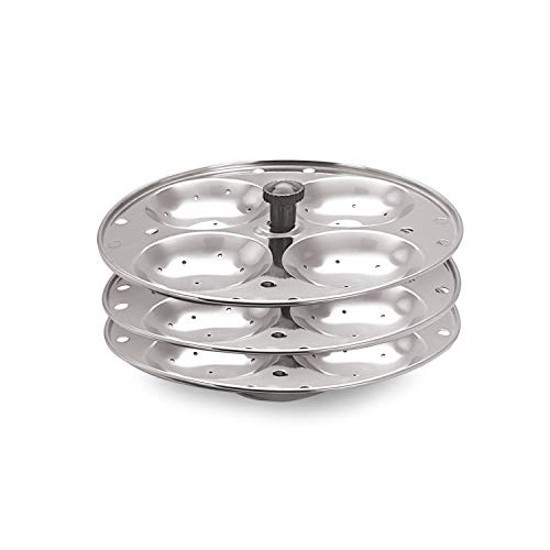 Eleven Rings 3 Plates Stainless Steel Idli Stand/Idli Maker Makes 12 Idlis At Once.