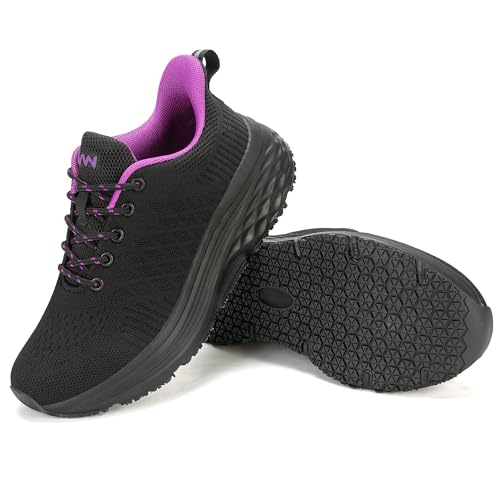 Image of AVW Womens Non Slip Work Shoes Water Resistant Walking Sneakers Food Service Chef Kitchen Shoes