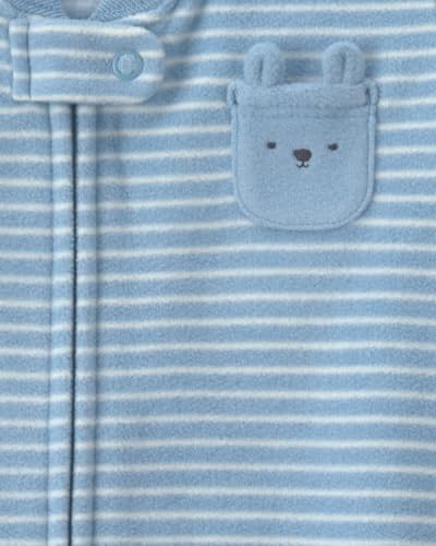 Image of Carter's Unisex Baby Sleep Bag (3-6 Months, Blue Bear) | Soft fleece wearable blanket with loose fit, long sleeves, and cozy warmth for comfortable naps and bedtime