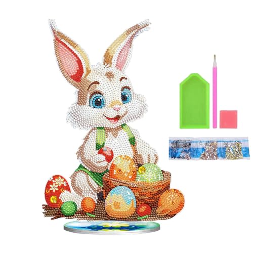 Kit de Pintura de Piedras Preciosas, Kits de Pintura de 26 cm, Pintura Diamante 2024, nuves Adornos de Pascua, Kits de Pintura de de Huevos de Conejo, Adornos de Decoración de Huevos de la