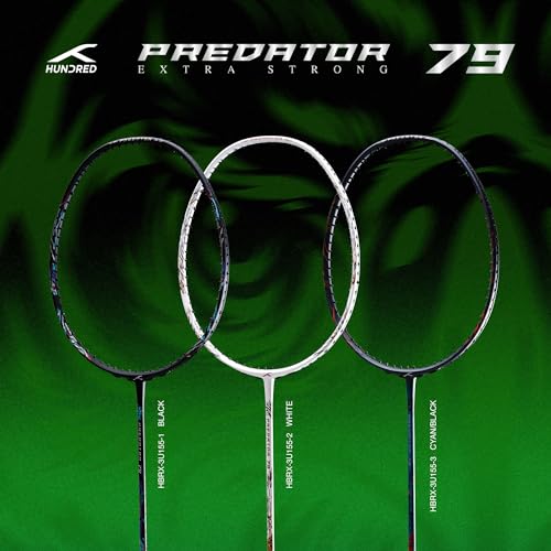 Hundred Predator 79 Extra Strong Japan Made Graphite Strung Badminton Racket with Full Racket Cover | 79 Grams (5U) | Maximum Tension : ≤38lbs 6 41PXVzoP+iL