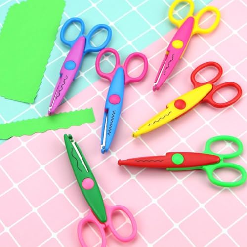 6-Pcs Colorful Scissor Set, 5.12-inch Craft Scissors for Art Class, Stainless Steel Blades with ABS Plastic Handles, Safe Ergonomic DIY Art Cutting Tools for Scrapbook School Card Making & Crafts - Image 5