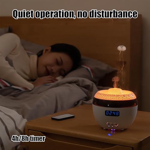 Humidificateur volcano et diffuseur d'huile essentielle blanche 300 ml avec télécommande
