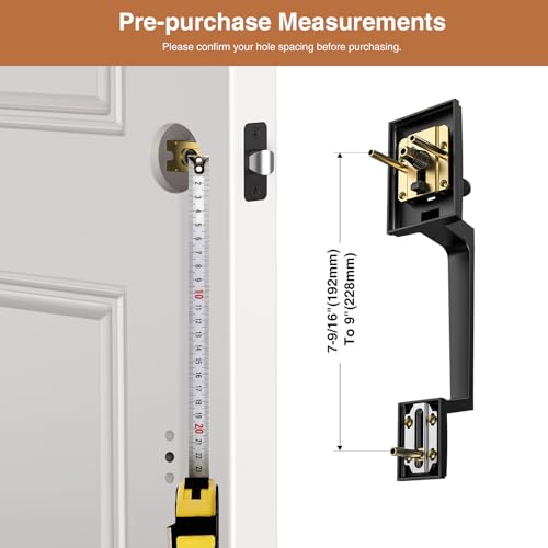 Image of Brightify Black Front Door Handle, Matte Black Exterior Door Handle with Door Lever, Modern Front Door Lock Set, Adjustable Deadbolt with Single Cylinder, Reversible for Right&Left