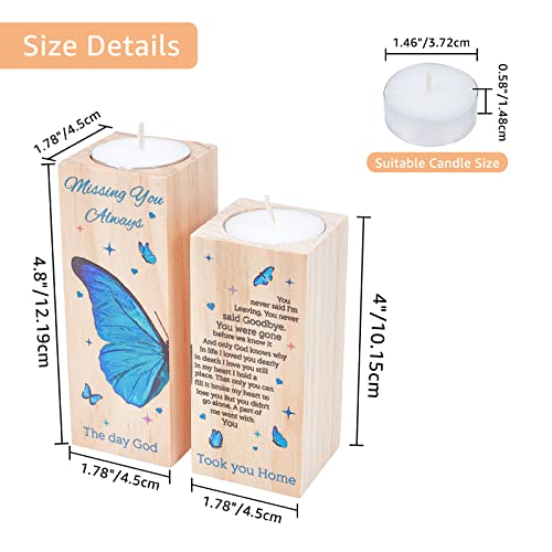 Superdant To Father Personalized Tealight Candle Holder Missing You Funeral Poems Theme Wooden Candle Holder Butterfly Pattern Tea Light Candle Holder Set With Tealights For Memorial Gifts #TOP1