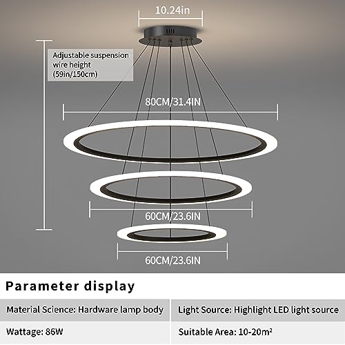 Lustre pour salle à manger LED suspendu et dimmable avec télécommande - 4