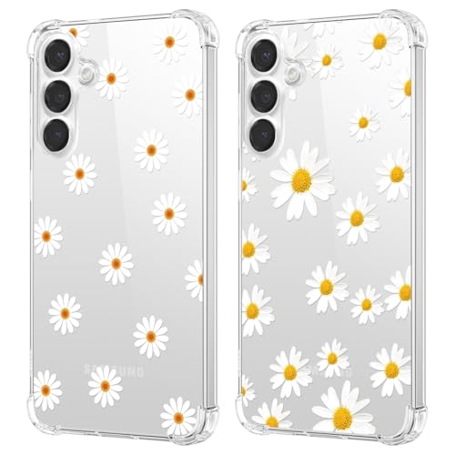 Lot de 2 coques Samsung S24 transparentes avec motif floral en TPU