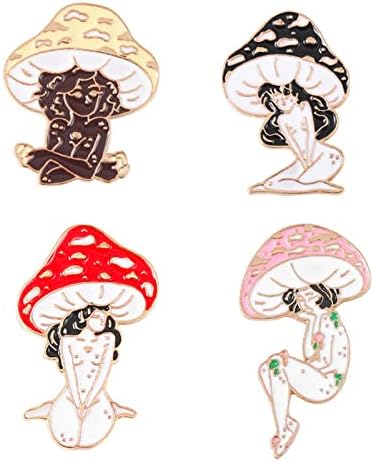 TIDOO Cute Squishmallow Mushroom Enamel Pin Anime Mushroom Women Decor Pins Aesthetic Jewelry Set for Backpacks Clothes Hat (4 Mushroom Girls Brooch)