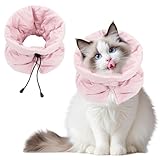 HTTDSLF Halskrause für Katzen Schutz, Einstellbarer Halskrause Katze Halsband, Weicher Atmungsaktiv Verstellbarer Halskragen, für Hunde und Kätzchen Verhindert das Lecken von Wunden, S (Rosa)