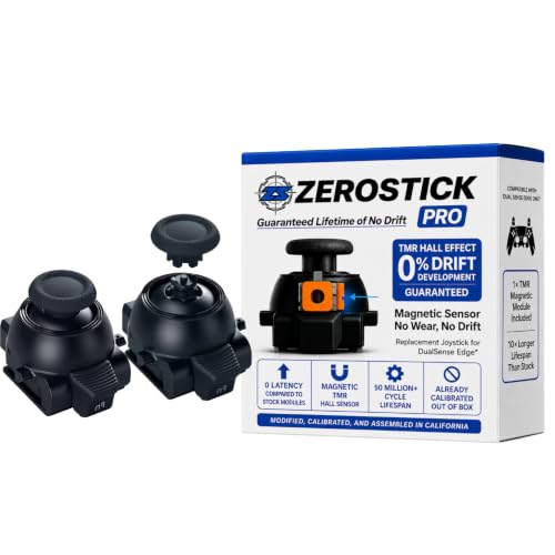 Image of ZeroStick Pro Custom TMR Hall Effect Joystick Module Compatible with PS5 DualSense Edge TMR Drift Free Magnetic Stick Replacement 1X High Precision Long Life Design (2 Pack Black)